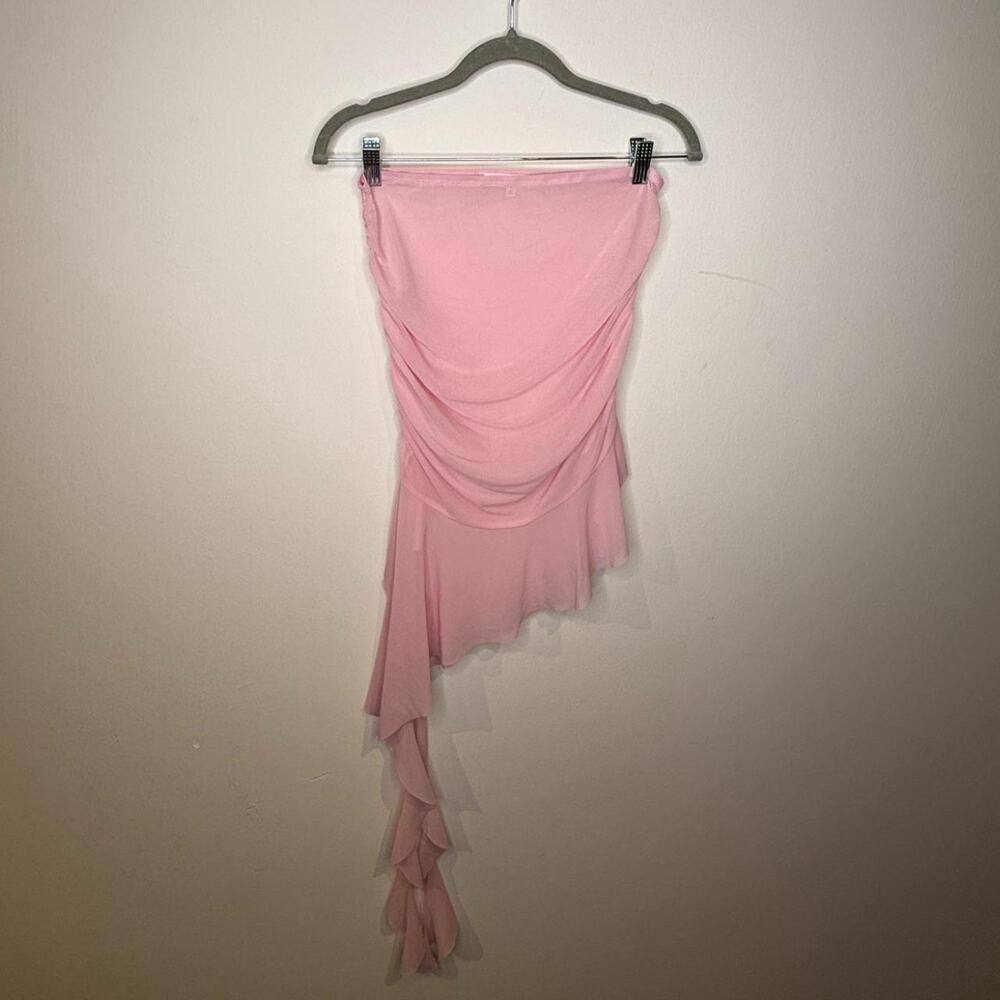 Pink Mesh Ruffled Top L - Picture 3 of 5